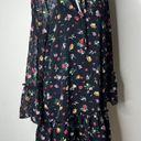 Banana Republic  Black Floral Clip Dot Drop Waist Dress Photo 2