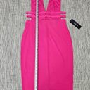 Bebe  Dress Medium Caged Knit Bodycon Pink Club Gender Reveal Barbie Party NEW Photo 13