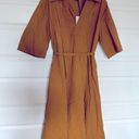 Krass&co  Tie Waist Tton‎ Poplin Midi Dress - Dijon- NWT- M Photo 5