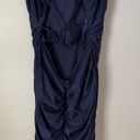 La Femme  Shiny Jersey Blue Open Back Trumpet Gown Dress Photo 7