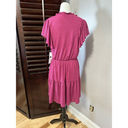 London Times  Womens Tiered A Line Dress Pink Stretch V Neck Cap Sleeve M New Photo 3