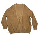 Free People  Cardigan Sweater Womens Size M Tan Oversize Boho Grandpa Cozy Button Photo 7