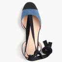 J.Crew  Black & Denim Lace Up Ballet Flats Size 8 Photo 1