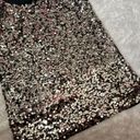 Mango MNG Collection S / M Silver Sequin Sheer Black Bow Tie Back Tank Top Sparkle Photo 3