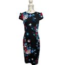 Betsey Johnson  Black Floral Knee Length, Cap Sleeve Slim Fitting Dress Size 8 Photo 2