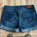 EXPRESS  Jean shorts size 0 Low Rise Cut off Cuffed Denim Blue Womens Summer Photo 2