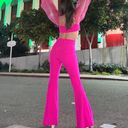 Nookie  Illusion Flare Pant Barbie Pink SMALL Stretch High Rise Slimming Neon NEW Photo 3