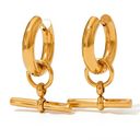 18K Gold Geometric Hoop Earrings, Stud Earrings, Women Earrings Photo 0