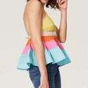 STAUD Olympia Spaghetti Strap Color Block Colorful Tank Top Baby Blue Pink Med Photo 1