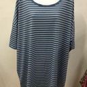 LuLaRoe  blue & white striped comfortable top plus size 3xl short sleeve Photo 0