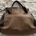 Vera Pelle Leather Tan & Brown Colorblock Shoulder Bag Handbag, size 14x14x4 Made in Italy Photo 1