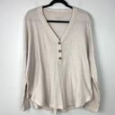 American Eagle Soft & Sexy Waffle Henley Shirt Long Sleeve Oversized Size Large Photo 0