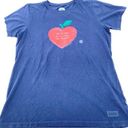 Life is Good  Navy Apple "Teaching is a Work of Heart" Short Sleeve T-shirt Sz L Photo 0