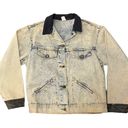 American Vintage Vintage 80s Acid Wash Denim Trucker Jacket Corduroy Collar Womens Size Large Photo 4