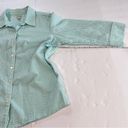 L.L.Bean  Mint Green White Seersucker 3/4 Sleeve Button Shirt MEDIUM Photo 5