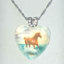 Twisted Silver Tone Horse CZ Rhinestone Pendant Cowboy Western  Chain Necklace Photo 2