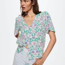 Mango  Flowy Floral Short Sleeve Blouse NEW Size 18 Photo 2