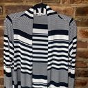 Cyrus  Black & White Striped Open Front Cardigan Sweater Women's Size Medium Photo 5