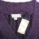 Suzanne Betro Weekend  NWT 4X Purple Cableknit Tulip Hemline V-Neck Sweater Top Photo 4