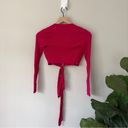 Anthropologie  Moth Magenta Shrug Ribbed Tie Bow Front Long Sleeve Solid Cropped Photo 1