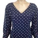 Tanya Taylor  Silk Blouse Size 2 Long Sleeve Polka Dot Navy & White Photo 0