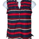 Tommy Hilfiger  Red White & Blue Striped Patriotic Sleeveless Blouse Size Medium Photo 0