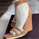 Brian Atwood  Pinkston Open Toe Platform Wedges Suede Sandals Tan Brown 7 37 Photo 9