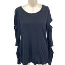 n:philanthropy n:Philanthrophy Gloria Long Sleeve Cutout Top Tee Shirt Black Size Medium Photo 1