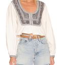 Free People  Iggie Embroidered Crop Top White With Blue Embroidery NWT Size XS Photo 1