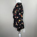 Veronica Beard  Kiona Black Floral Print Silk V-Neck Button Front Peplum Blouse 2 Photo 9