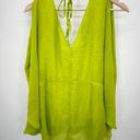 Ark & Co. Lime Green Embroidery Detail Blouse Flutter Sleeve Tie Neck Size Medium Photo 1