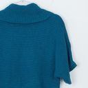 Coldwater Creek  Metallic Blue Short Sleeve Cowl Neck Sweater Size Medium Photo 7