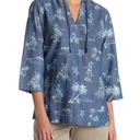 Tommy Bahama  Hula Hut Tropical Print Baja Blue Linen Blend Hoodie Photo 1