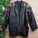 Vtg Suzelle Genuine Leather Embroidered Embossed Oversized Coat Jacket Size M Size M Photo 0