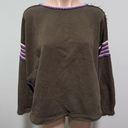 Natural Life  Knitting Trim Oversized Sweater Sweatshirt Olive Green Crochet Boho Photo 2