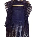 Beautiful unique handmade Crochet vest One Size blue with sparkles. Photo 0