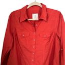 Style & Co . Womens Size S Orange Button Up Shirt Roll Tab Long Sleeves Career Photo 1