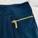 Michael Kors  Gold Zipper Stretch Pencil Skirt Size 4 Navy‎ Blue Knee Length Photo 3