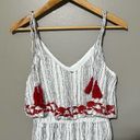 As You Wish As U Wish boho embroidered white gray red tassel tiered mini dress Photo 1