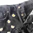 LF new  Carmar ❉ Daisy Embroidery Embellished Cut Off Frayed Denim Shorts ❉ Black Photo 12