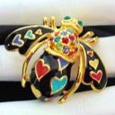 Joan Rivers NEW  Pave Crystal BEE PIN Brooch HEARTS Lots Of Love Black Enameled! Photo 1