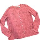 Orvis Pink Floral Button Blouse Shirt Size Large Photo 5