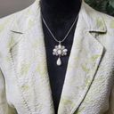 Style & Co  Women White Floral Linen Long Sleeve Single Breasted Blazer Jacket 14 Photo 1