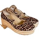 Ann Taylor  Elsa leopard printed calf hair espadrille wedges size 7 Photo 10