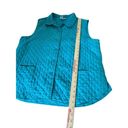 Coldwater Creek  Women’s Quilted Vest Large Teal Full Button Up Pockets READ Photo 4