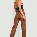 Boohoo Brown Leather Pants Photo 1