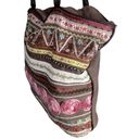 Antik Kraft  Brown Floral Embroidered Sequins Beaded Tapestry Oversized Tote Bag Photo 2