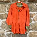 Y2K Early 2000s Orange Bugatchi Long Sleeve Button Down Top w/ Green Striped Accents Size XL Photo 0