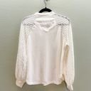 Free People White Emroidered Waffle Knit Crochet Mixed Media Sweetest Thing Top Photo 7