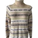 Loft  Turtleneck Sweater Striped Fair Isle Med Photo 3